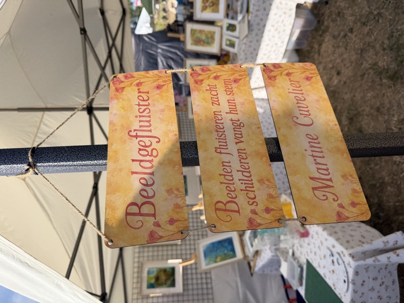 Hanging signs for Beeldgefluister watercolours